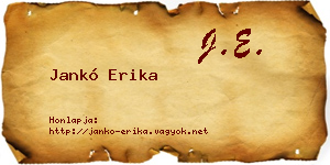 Jankó Erika névjegykártya